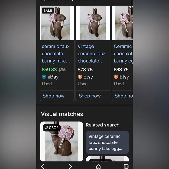 Large Vintage Faux Chocolate Bunny Egg Rabbit Easter Decor. - Picture 9 of 10